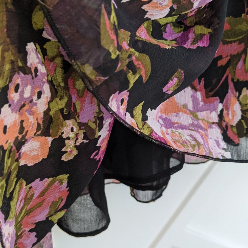Zara black lace floral tiered ruffle boho dress M - Picture 7 of 11